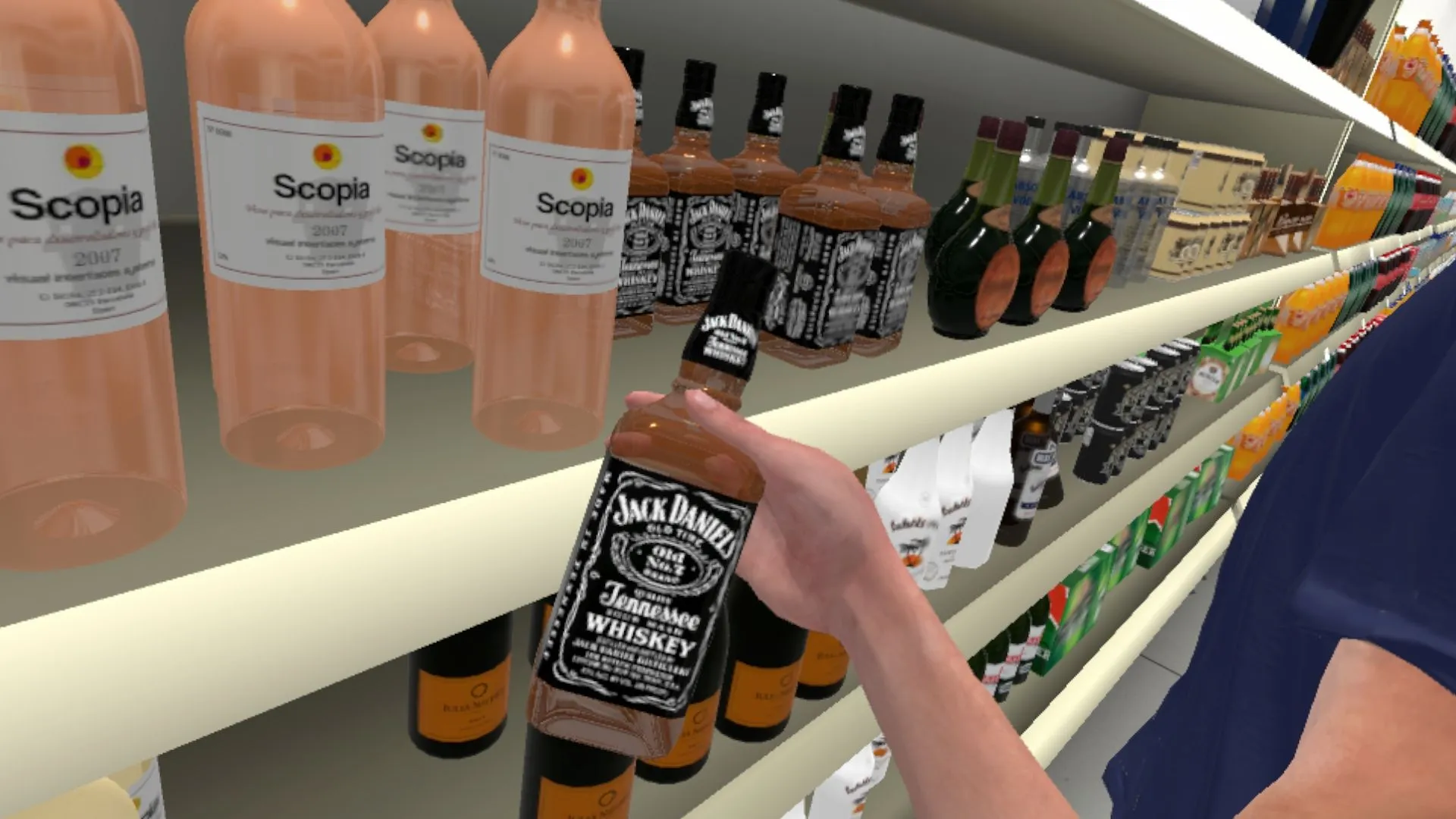 Bouteille d’alcool saisie dans un rayon de supermarché