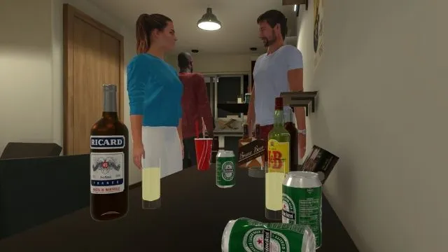 Alkoholflaschen auf einem Tisch bei einer Feier