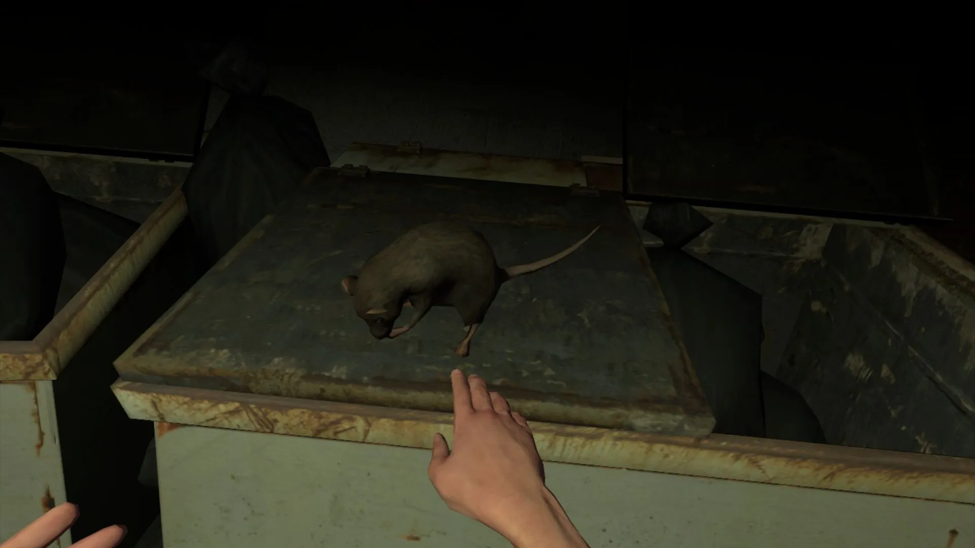 Regungslose Ratten in einer dunklen Virtual-Reality-Umgebung