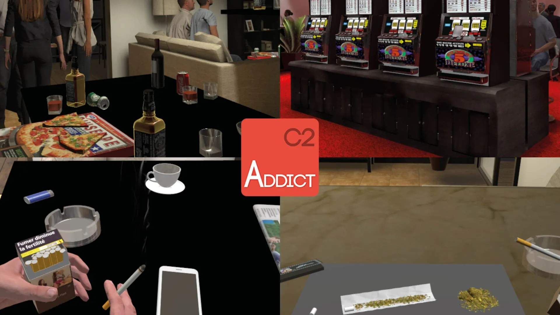 Montage von C2Addict-Simulationen zu Suchterkrankungen