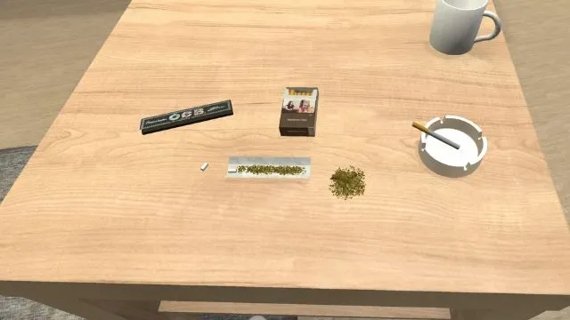 CBD-Produkte und Zubehör auf einem Tisch