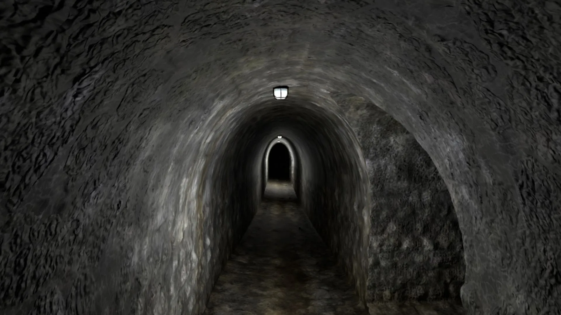 Túnel subterráneo oscuro y estrecho