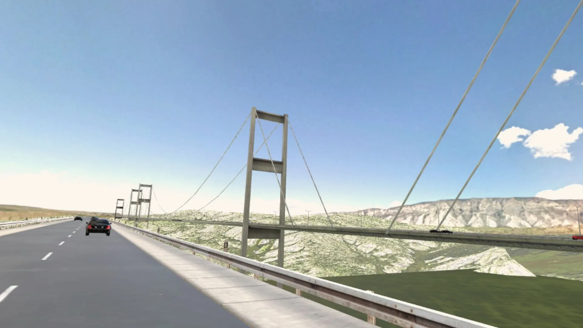 Conduite sur un pont suspendu en réalité virtuelle