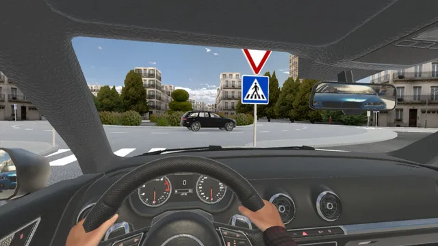 Fahrerperspektive bei der Annäherung an einen Fußgängerüberweg