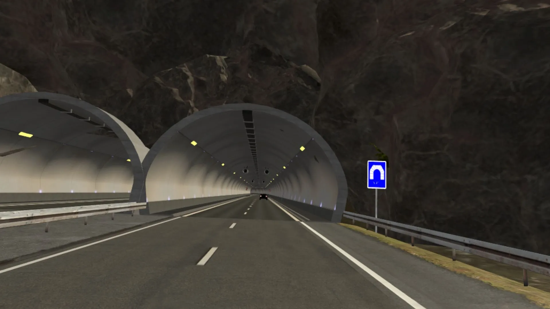 Conduite dans un tunnel routier en réalité virtuelle