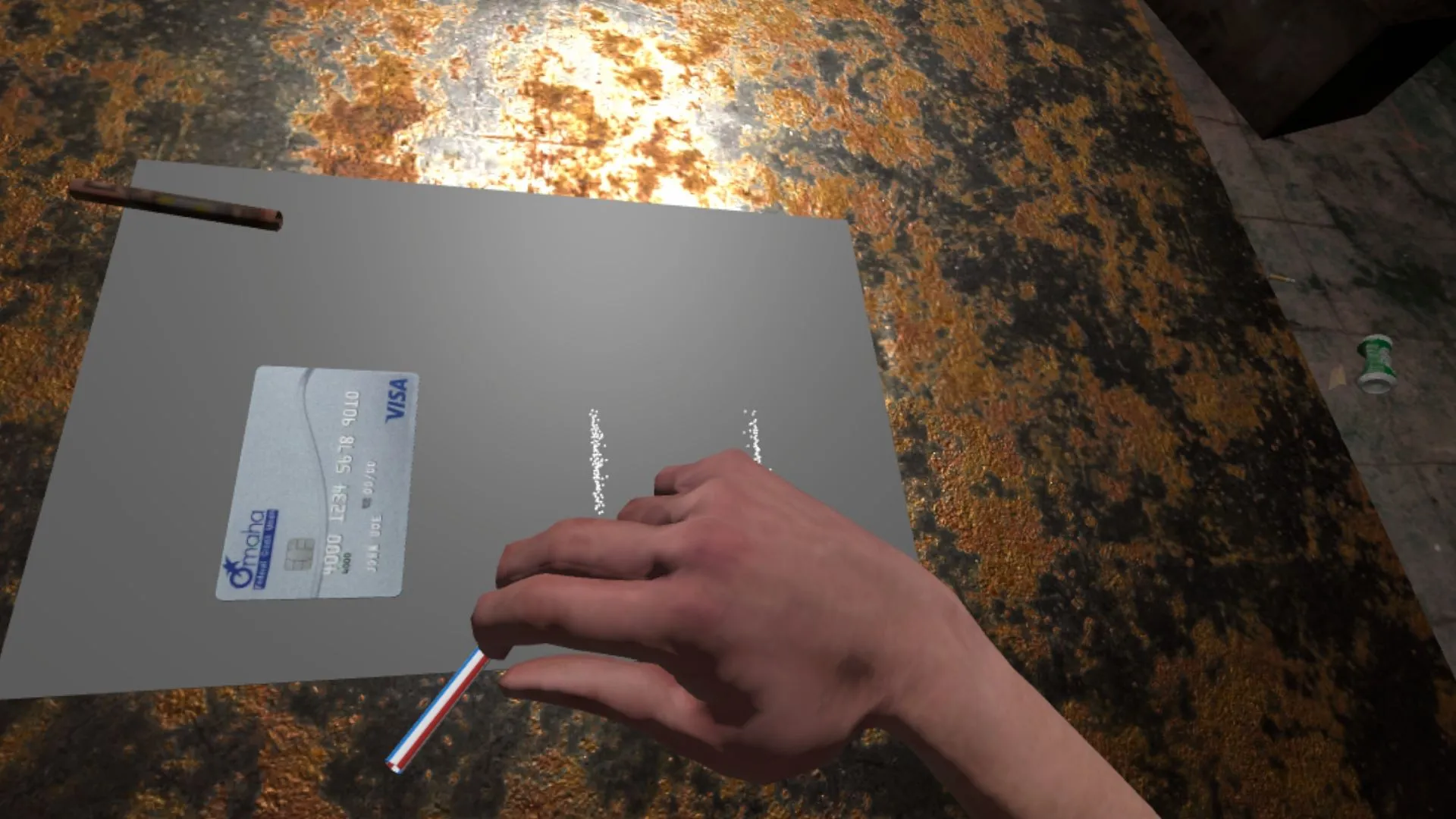 First-person simulation involving cocaine use
