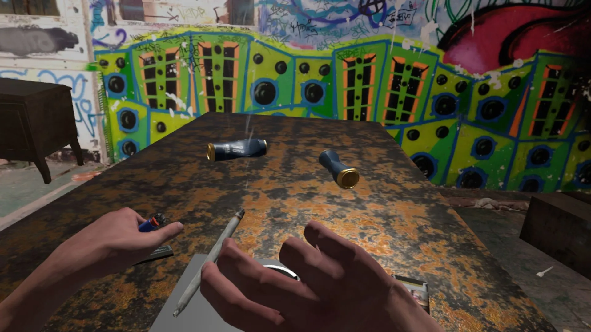 Consommation de cannabis dans un squat en réalité virtuelle
