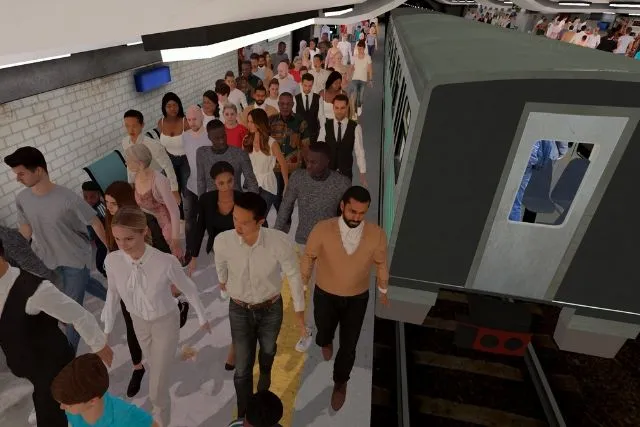 Andén de metro extremadamente abarrotado