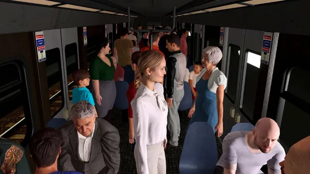 Mit Fahrgästen überfüllter U-Bahnwagen