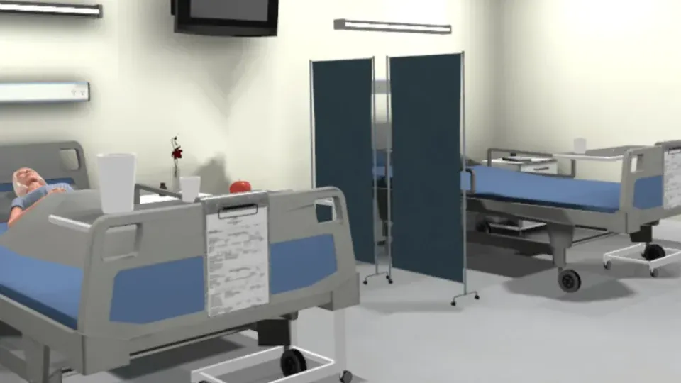 Virtual hospital room with two medical beds
