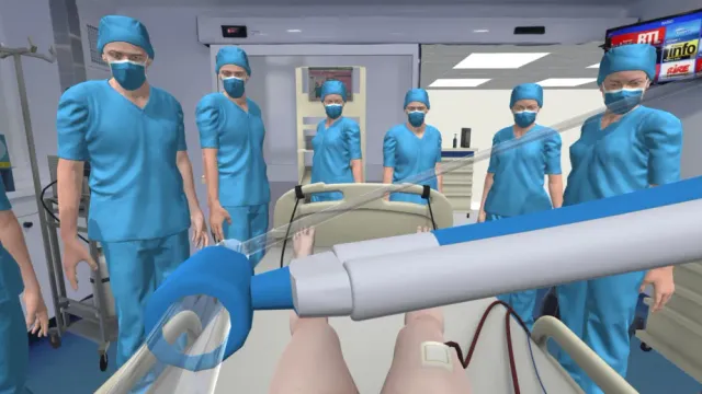 Großes Ärzteteam um einen Krankenhauspatienten