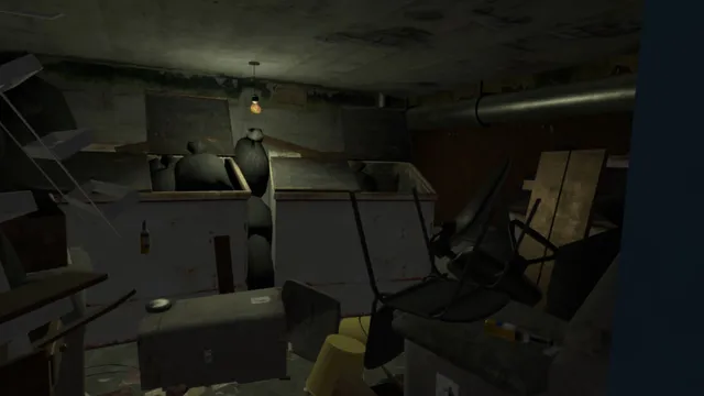 Verschmutzter Müllraum in einer virtuellen Simulation
