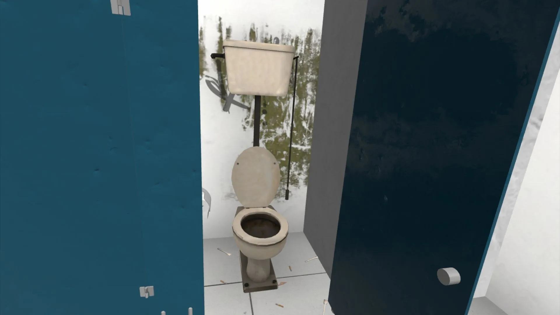 Verschmutzte Krankenhaustoilette in einer virtuellen Simulation