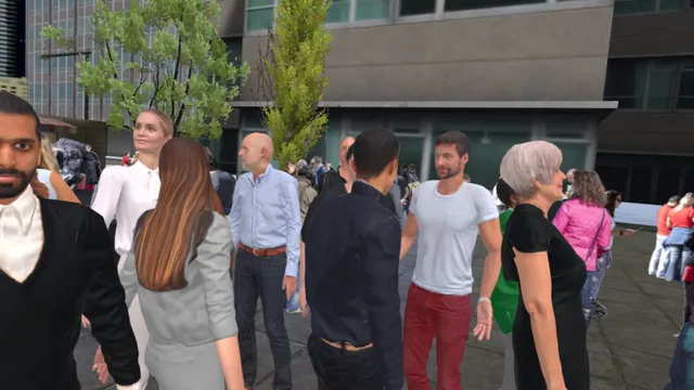 Menschenmenge auf einem städtischen Platz