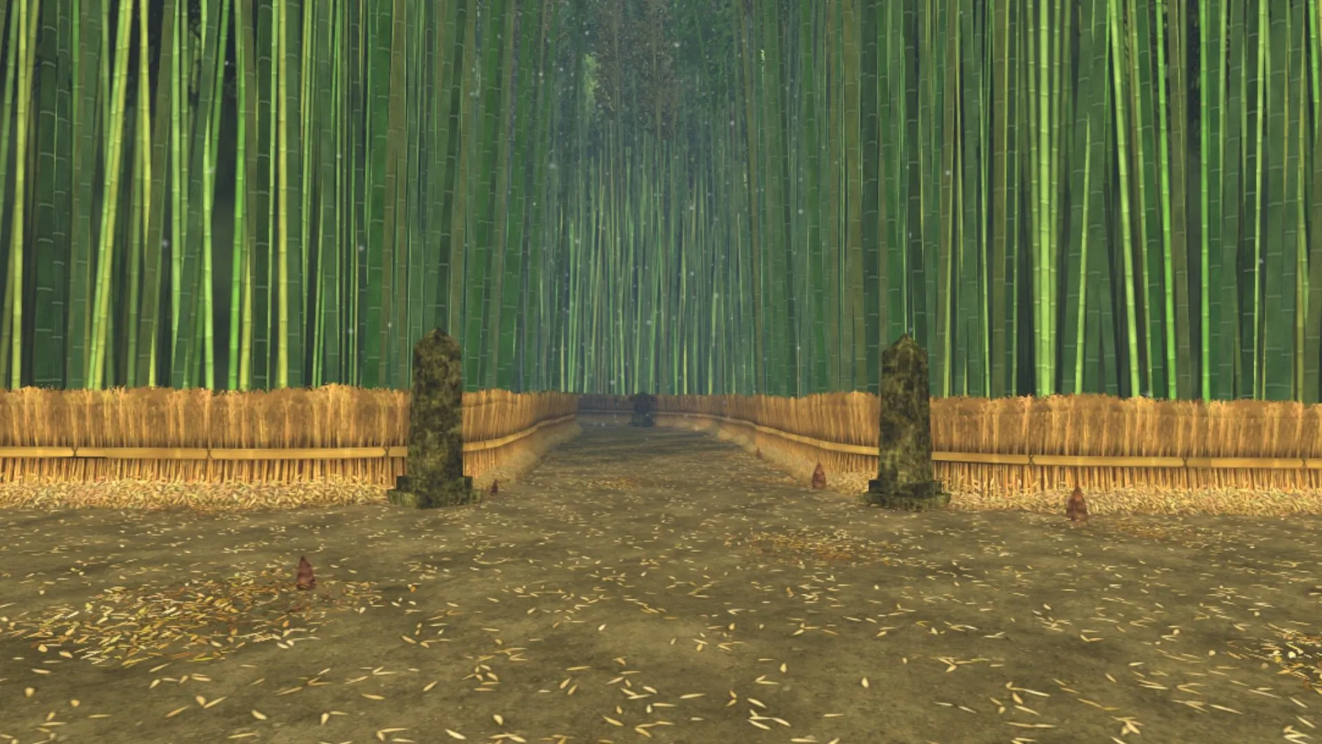 Meditative path through a bamboo forest
