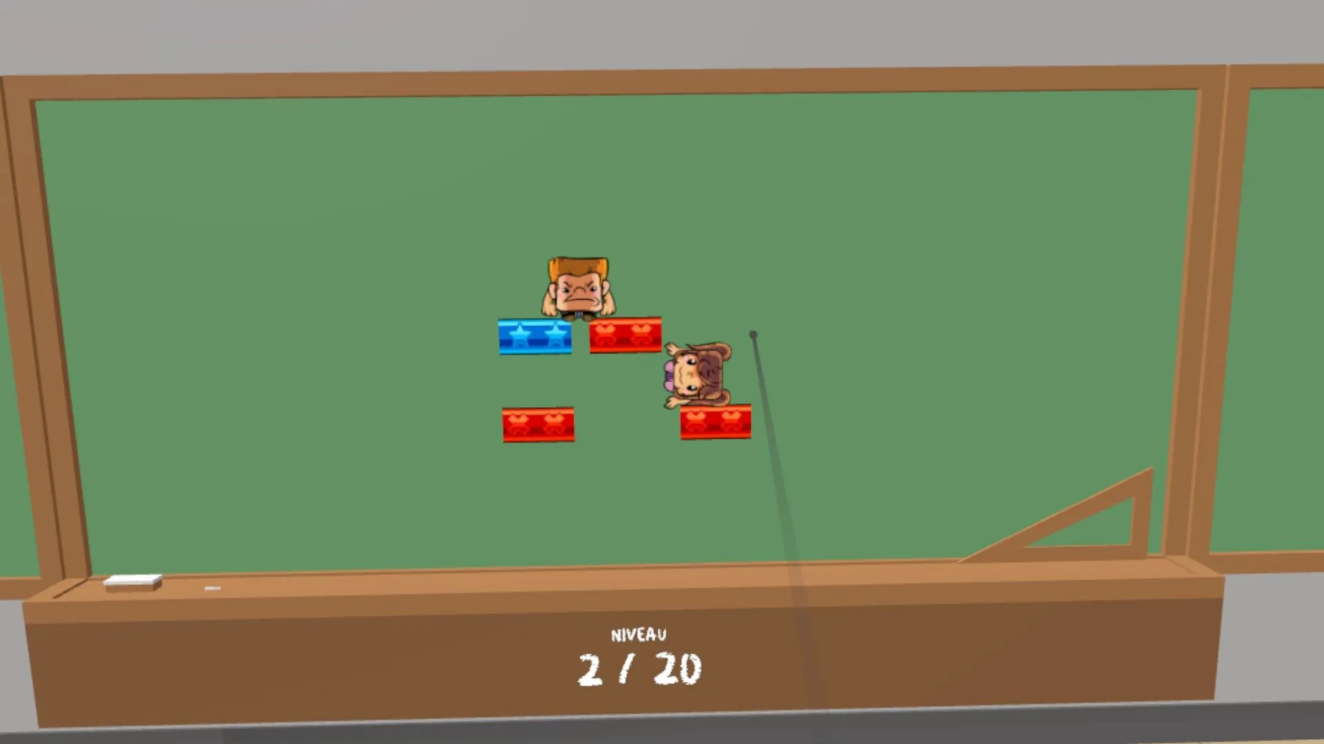 Jeu cognitif avec des personnages à secourir sur un tableau