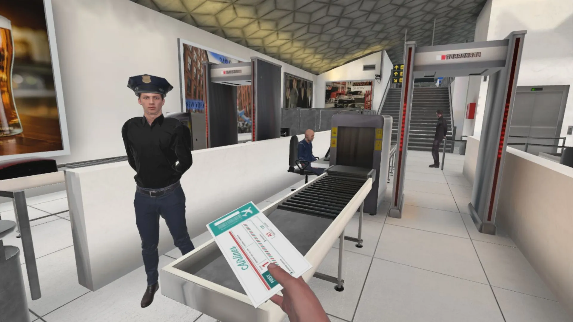 Pasajero pasando el control de seguridad del aeropuerto