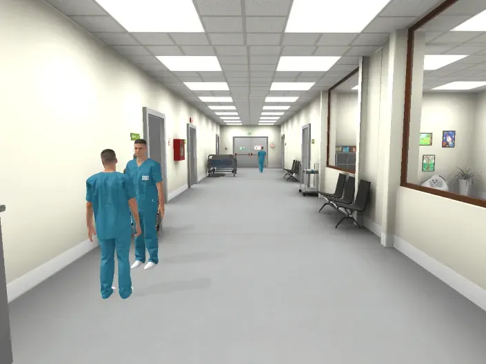 Sauberer, heller Krankenhausflur