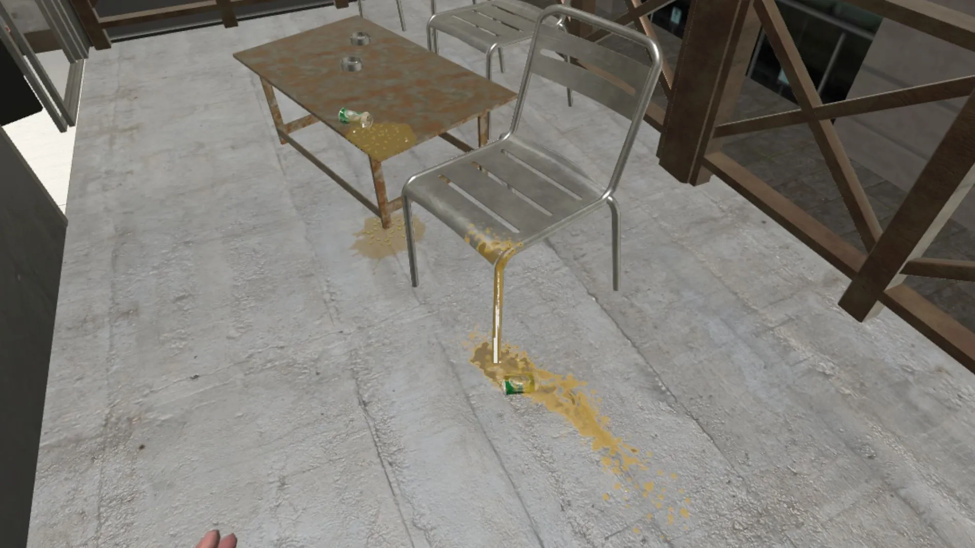 Sala con restos de vómito en una simulación virtual