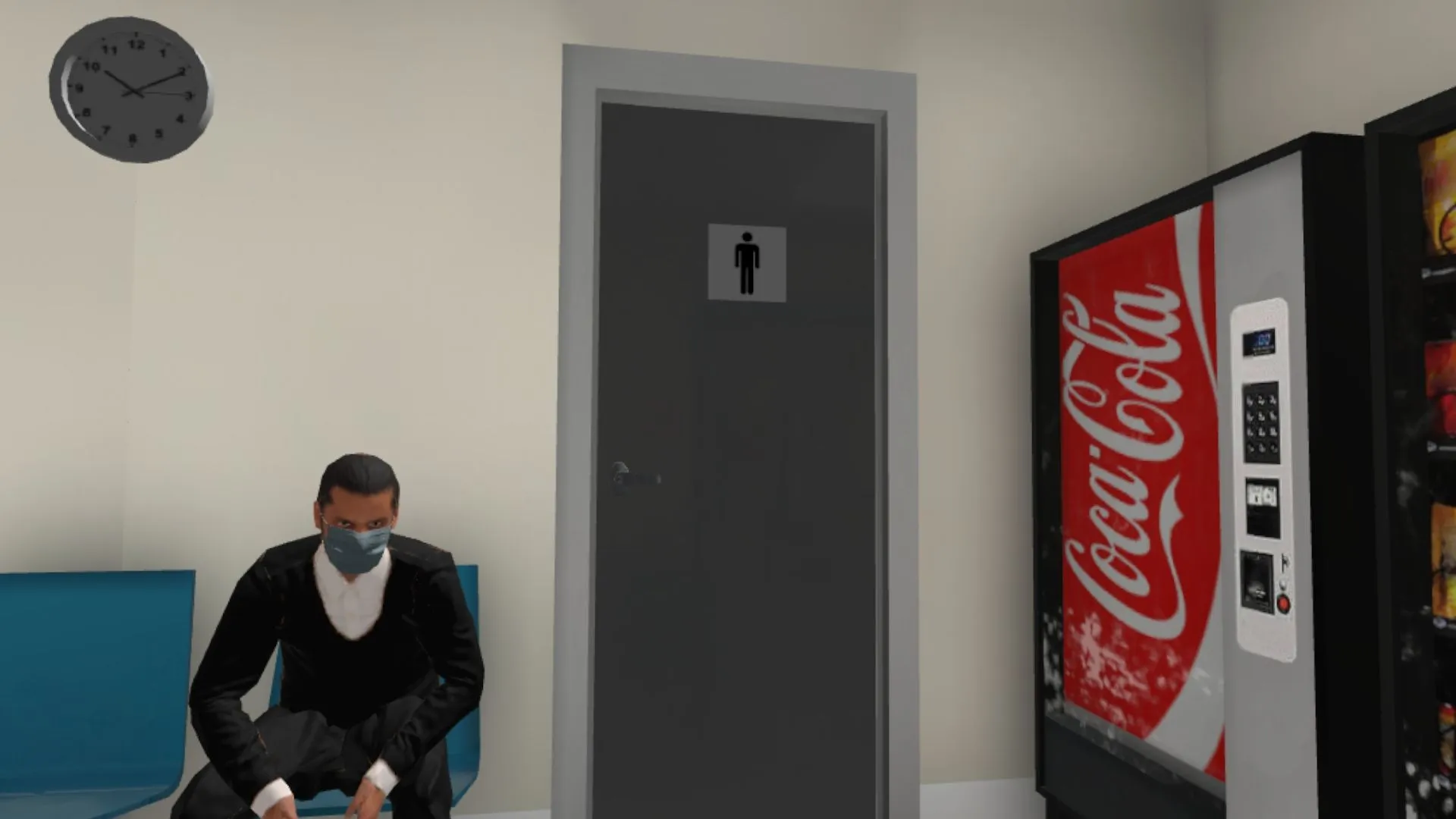 Paciente con náuseas sentado en una sala de espera de hospital