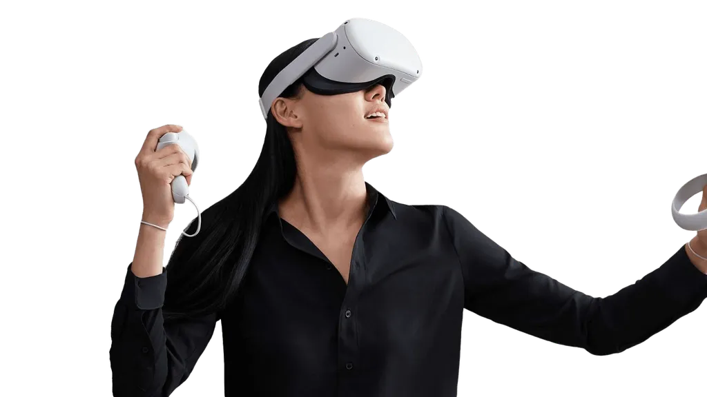 Femme portant un casque de réalité virtuelle