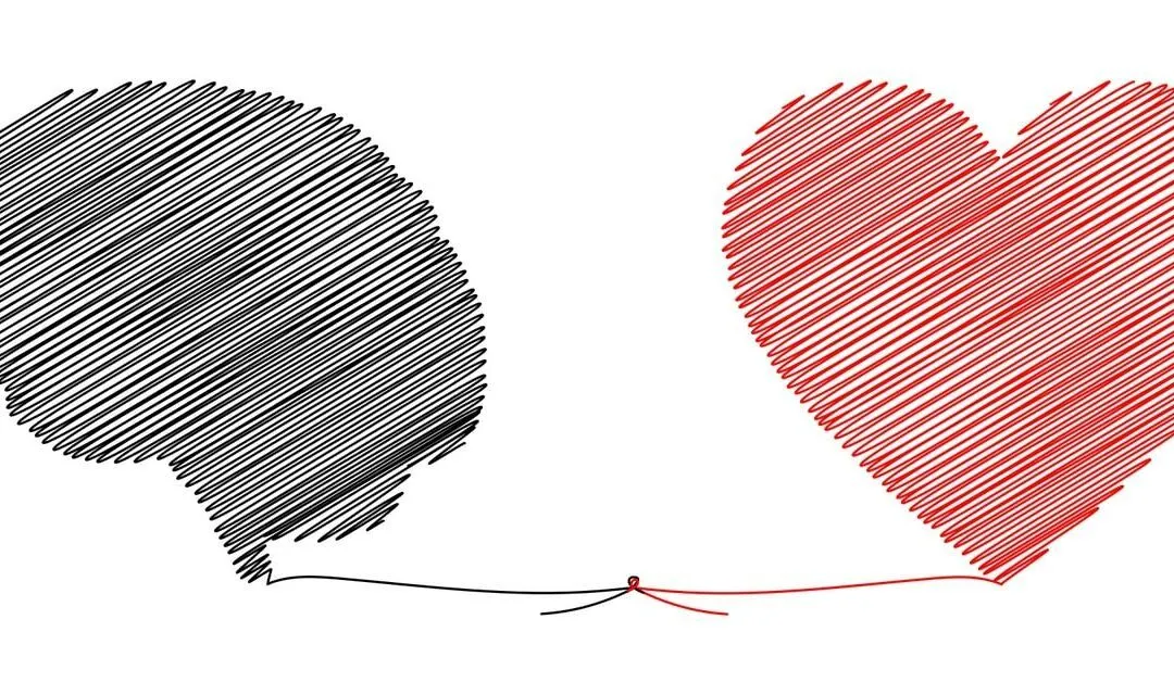 A thought bubble connected to a red heart