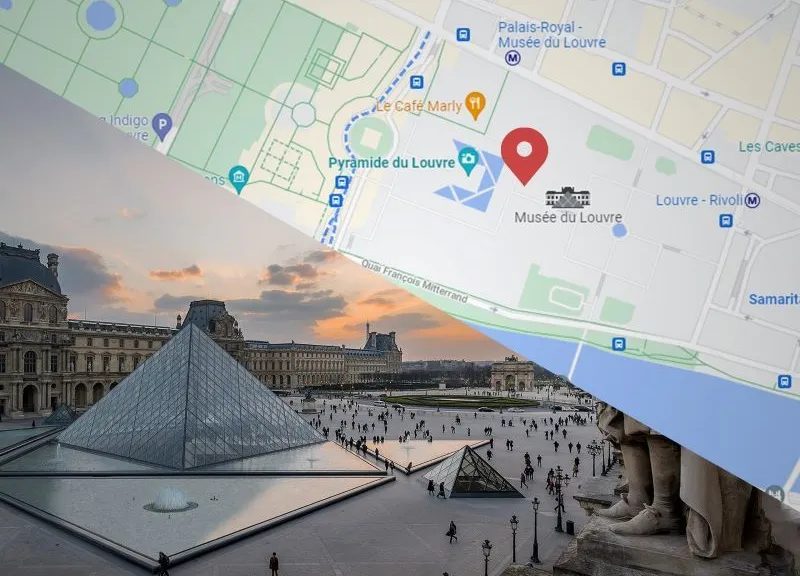 Montage d’une carte et de monuments parisiens