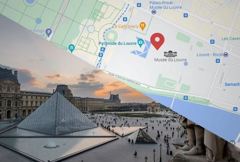 Montage d’une carte et de monuments parisiens