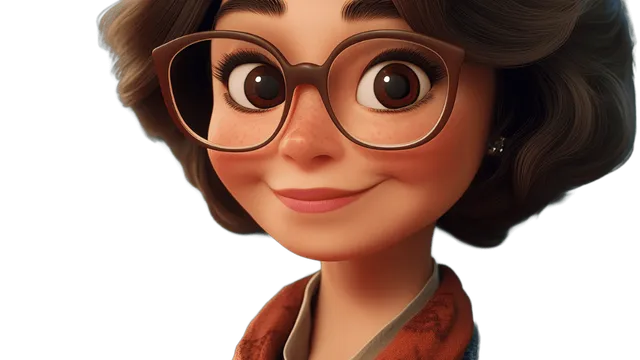 Illustriertes Porträt einer brünetten Frau mit Brille