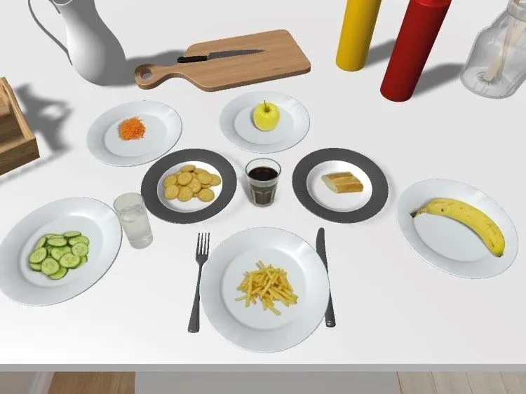 Assiettes présentant les portions d’un repas équilibré