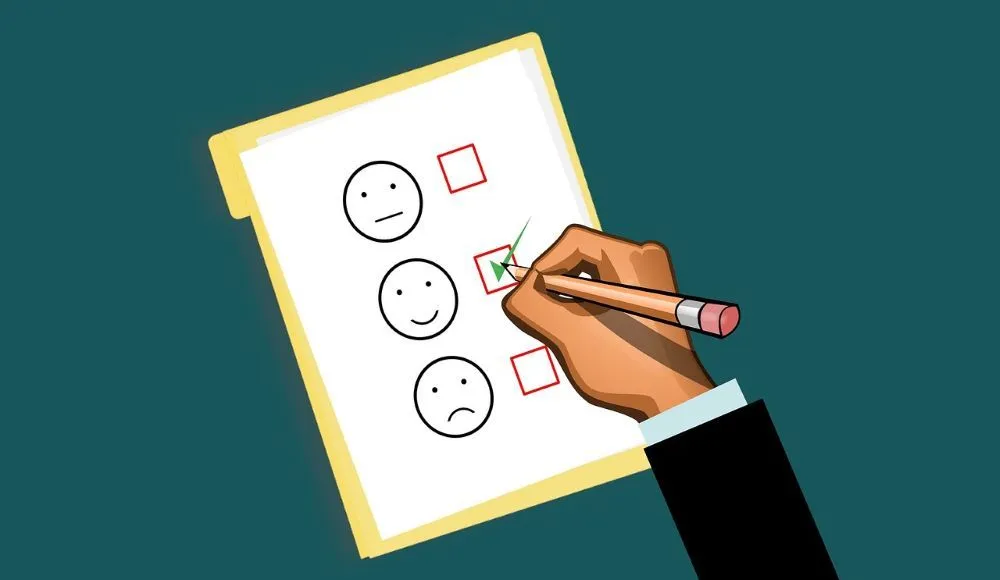 Illustration eines Fragebogens zu positiven Emotionen